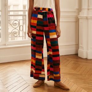RHODE Ella Silk wide leg Pants in Patchwork
